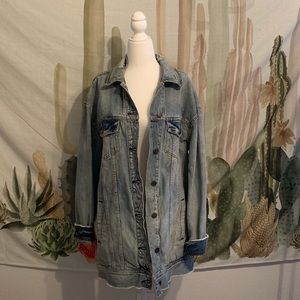 Free People Oversized Distressed Denim Jacket